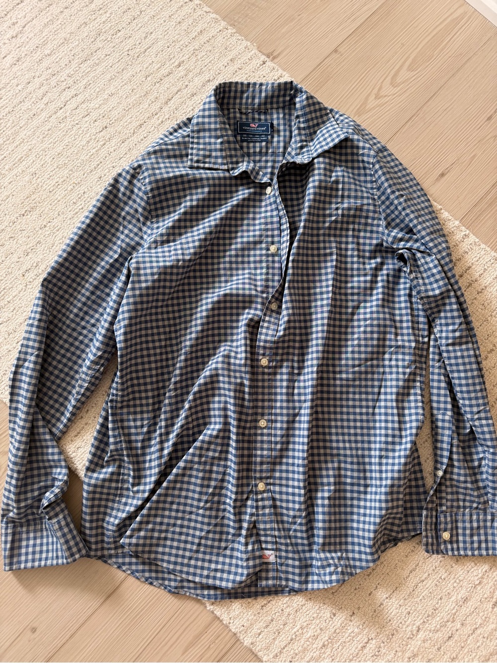 Vineyard Vines Blue and White Gingham Button-Down Shirt